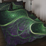 Green Fractal Print Quilt Bed Set