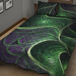 Green Fractal Print Quilt Bed Set