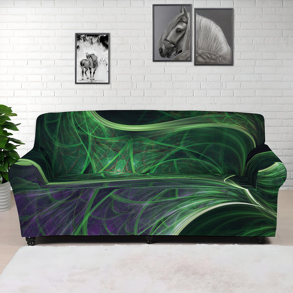 Green Fractal Print Sofa Cover
