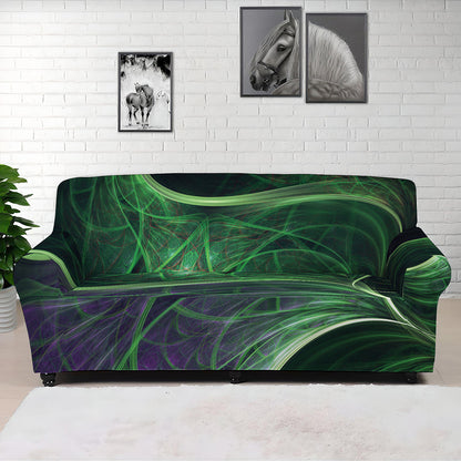Green Fractal Print Sofa Cover