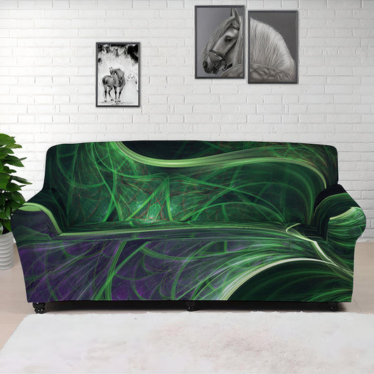 Green Fractal Print Sofa Cover