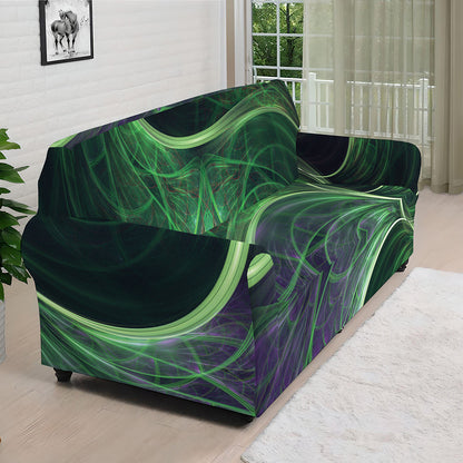Green Fractal Print Sofa Cover