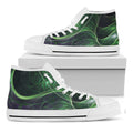Green Fractal Print White High Top Sneakers