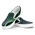 Green Fractal Print White Slip On Sneakers