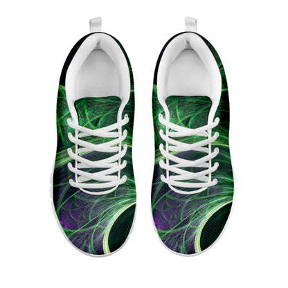 Green Fractal Print White Sneakers