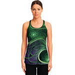 Green Fractal Print Women's Racerback Tank Top