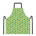 Green Geometric Cube Shape Pattern Print Apron
