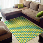 Green Geometric Cube Shape Pattern Print Area Rug