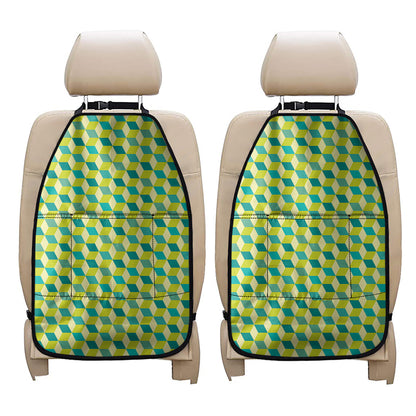 Green Geometric Cube Shape Pattern Print Car Seat Organizers