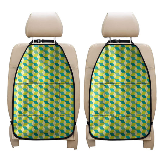 Green Geometric Cube Shape Pattern Print Car Seat Organizers