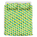 Green Geometric Cube Shape Pattern Print Duvet Cover Bedding Set