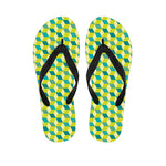 Green Geometric Cube Shape Pattern Print Flip Flops