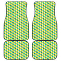 Green Geometric Cube Shape Pattern Print Front and Back Car Floor Mats