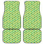 Green Geometric Cube Shape Pattern Print Front and Back Car Floor Mats