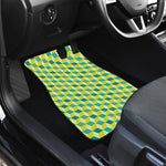 Green Geometric Cube Shape Pattern Print Front and Back Car Floor Mats