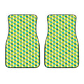 Green Geometric Cube Shape Pattern Print Front Car Floor Mats
