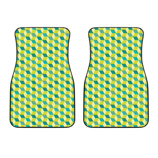 Green Geometric Cube Shape Pattern Print Front Car Floor Mats