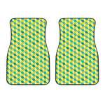 Green Geometric Cube Shape Pattern Print Front Car Floor Mats