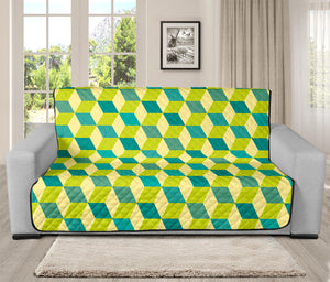 Green Geometric Cube Shape Pattern Print Futon Protector