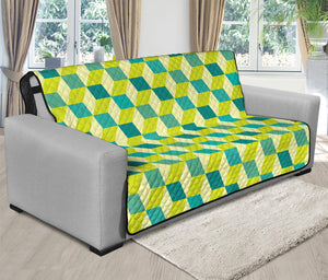 Green Geometric Cube Shape Pattern Print Futon Protector