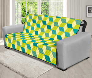 Green Geometric Cube Shape Pattern Print Futon Protector