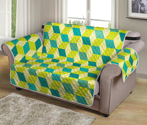 Green Geometric Cube Shape Pattern Print Loveseat Protector