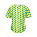 Green Geometric Cube Shape Pattern Print Men's Baseball Jersey