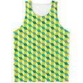 Green Geometric Cube Shape Pattern Print Men's Tank Top