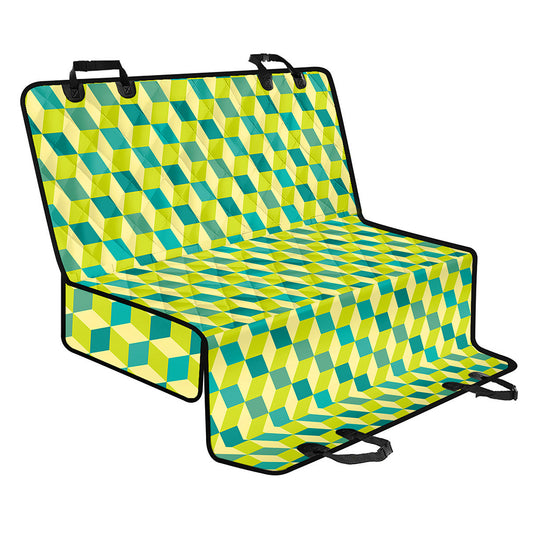 Green Geometric Cube Shape Pattern Print Pet Car Back Seat Cover