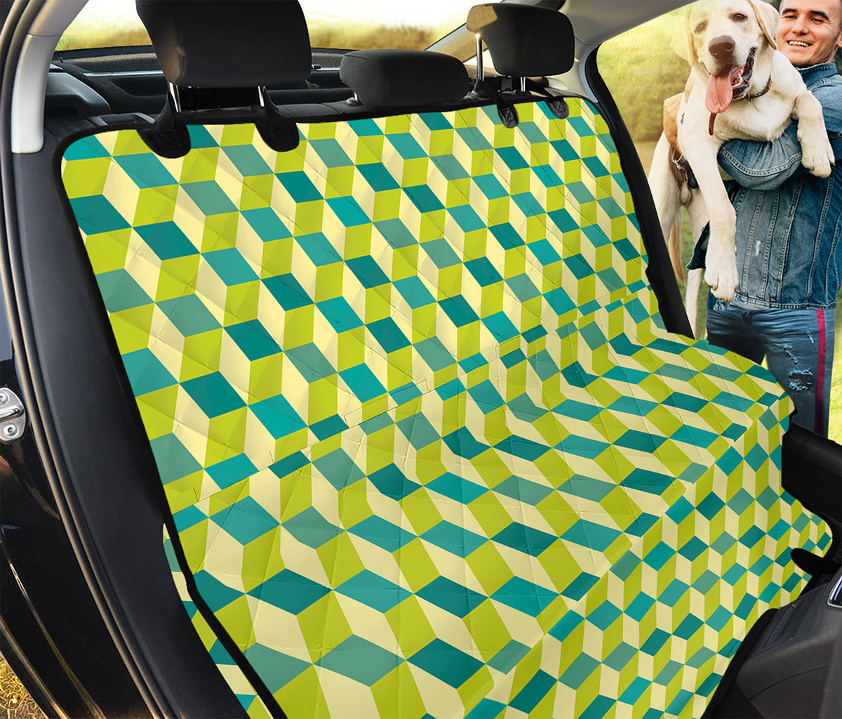Green Geometric Cube Shape Pattern Print Pet Car Back Seat Cover