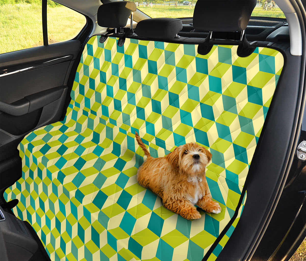 Green Geometric Cube Shape Pattern Print Pet Car Back Seat Cover