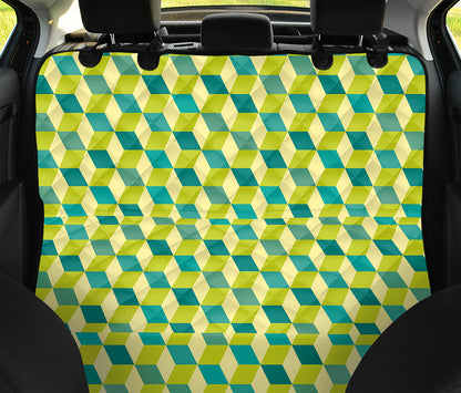 Green Geometric Cube Shape Pattern Print Pet Car Back Seat Cover