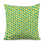 Green Geometric Cube Shape Pattern Print Pillow Cover