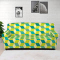 Green Geometric Cube Shape Pattern Print Sofa Cover