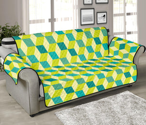 Green Geometric Cube Shape Pattern Print Sofa Protector