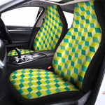 Green Geometric Cube Shape Pattern Print Universal Fit Car Seat Covers