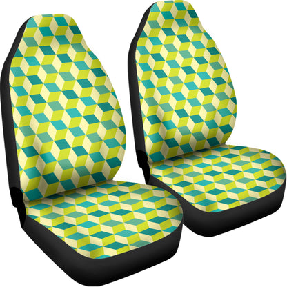 Green Geometric Cube Shape Pattern Print Universal Fit Car Seat Covers