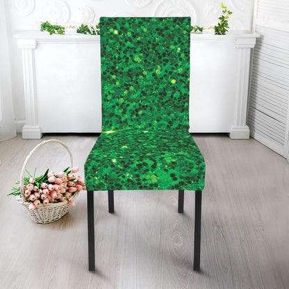 Green Glitter Artwork Print Dining Chair Slipcover