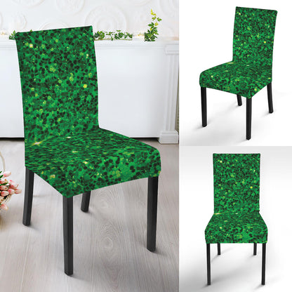 Green Glitter Artwork Print Dining Chair Slipcover