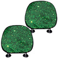 Green (NOT Real) Glitter Print Car Headrest Covers