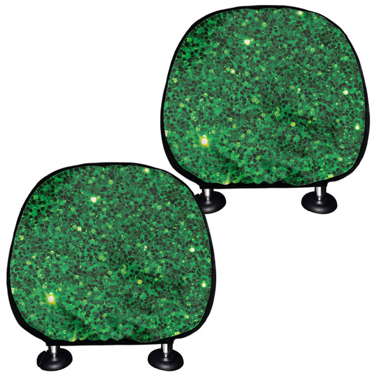 Green Glitter Artwork Print (NOT Real Glitter) Car Headrest Covers