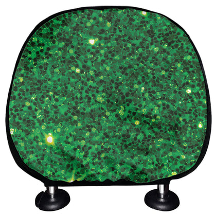 Green Glitter Artwork Print (NOT Real Glitter) Car Headrest Covers