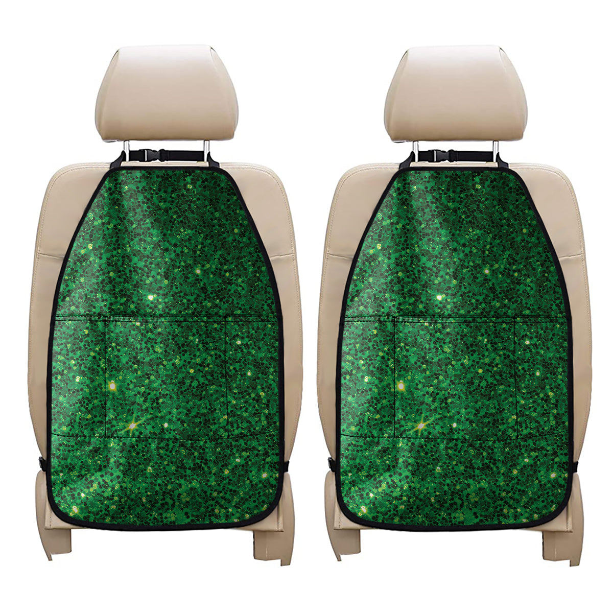 Green Glitter Artwork Print (NOT Real Glitter) Car Seat Organizers