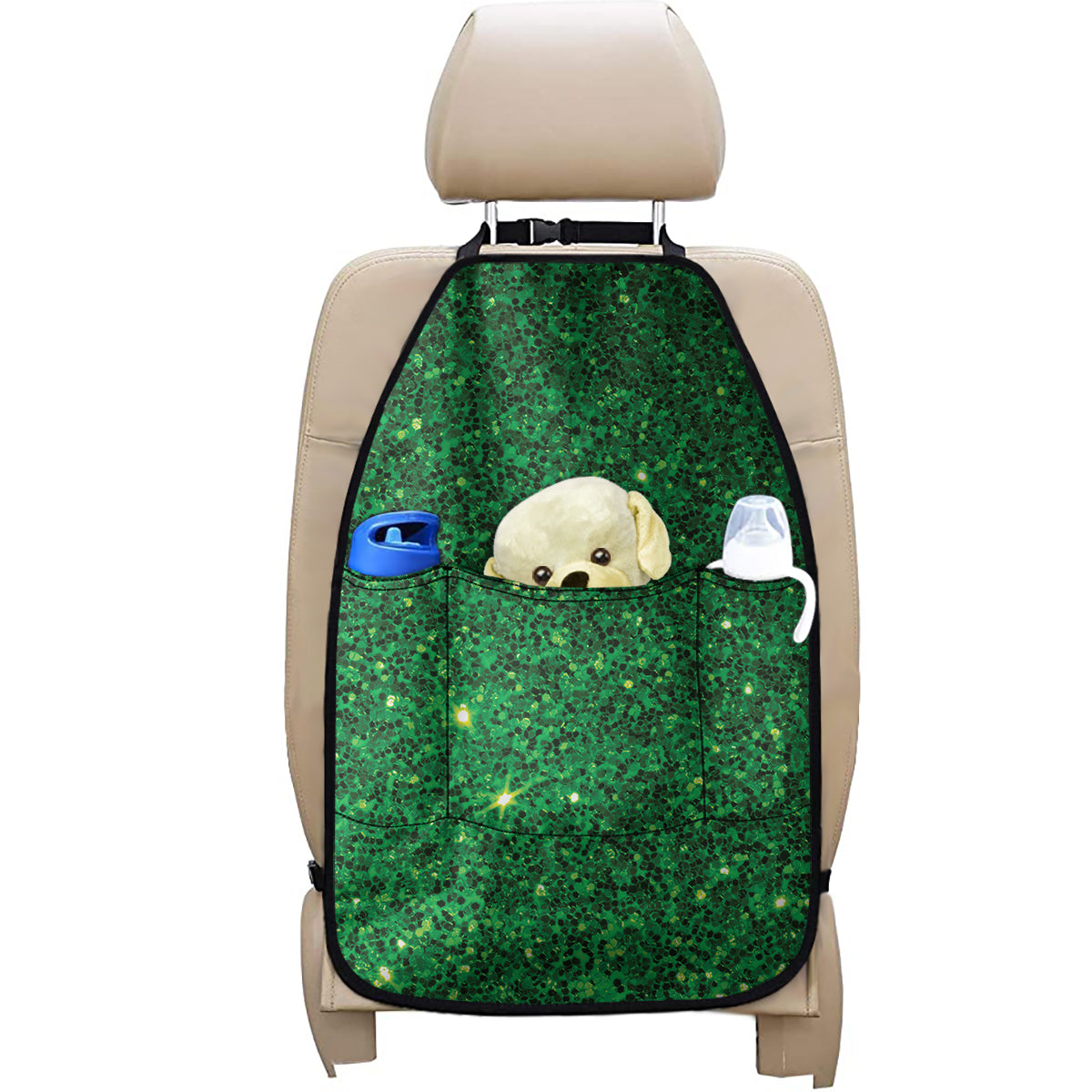 Green Glitter Artwork Print (NOT Real Glitter) Car Seat Organizers