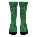 Green (NOT Real) Glitter Print Crew Socks