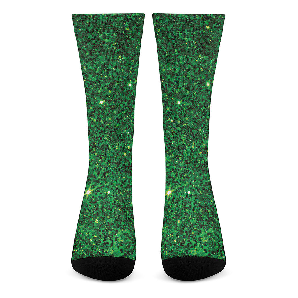 Green Glitter Artwork Print (NOT Real Glitter) Crew Socks