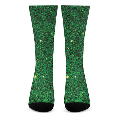 Green Glitter Artwork Print (NOT Real Glitter) Crew Socks