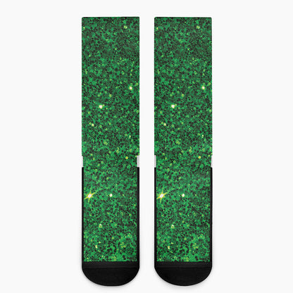 Green Glitter Artwork Print (NOT Real Glitter) Crew Socks