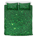Green (NOT Real) Glitter Print Duvet Cover Bedding Set
