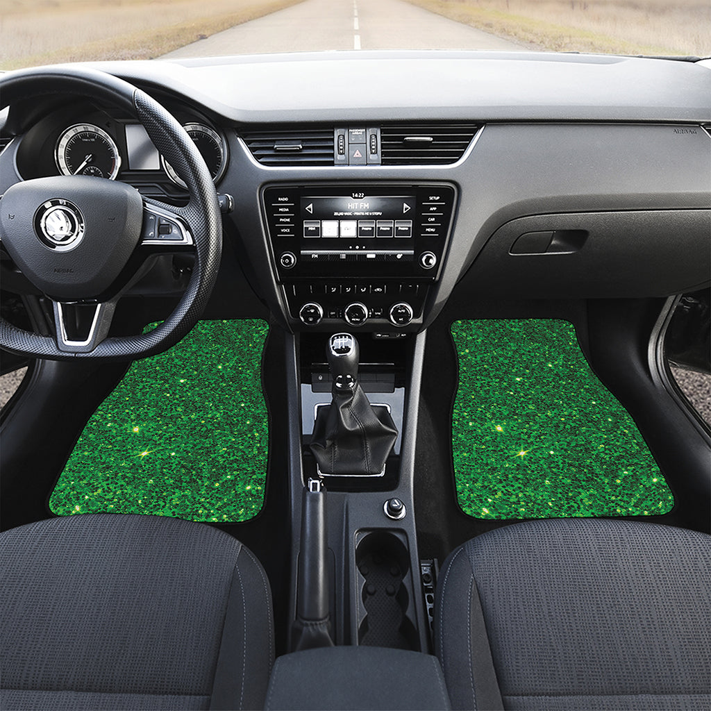 Green Glitter Artwork Print (NOT Real Glitter) Front and Back Car Floor Mats